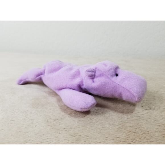 TY Beanie Babies Happy Hippo 1993 Lavender Stuffed Animal Plush Toy 6 1/4" Vtg - Picture 4 of 10